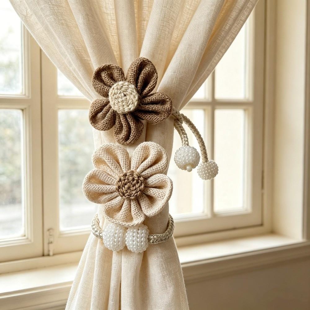 2PCS Adjustable Flower Curtain Tieback Creative Gauze Curtain Binding Rope Home Decor