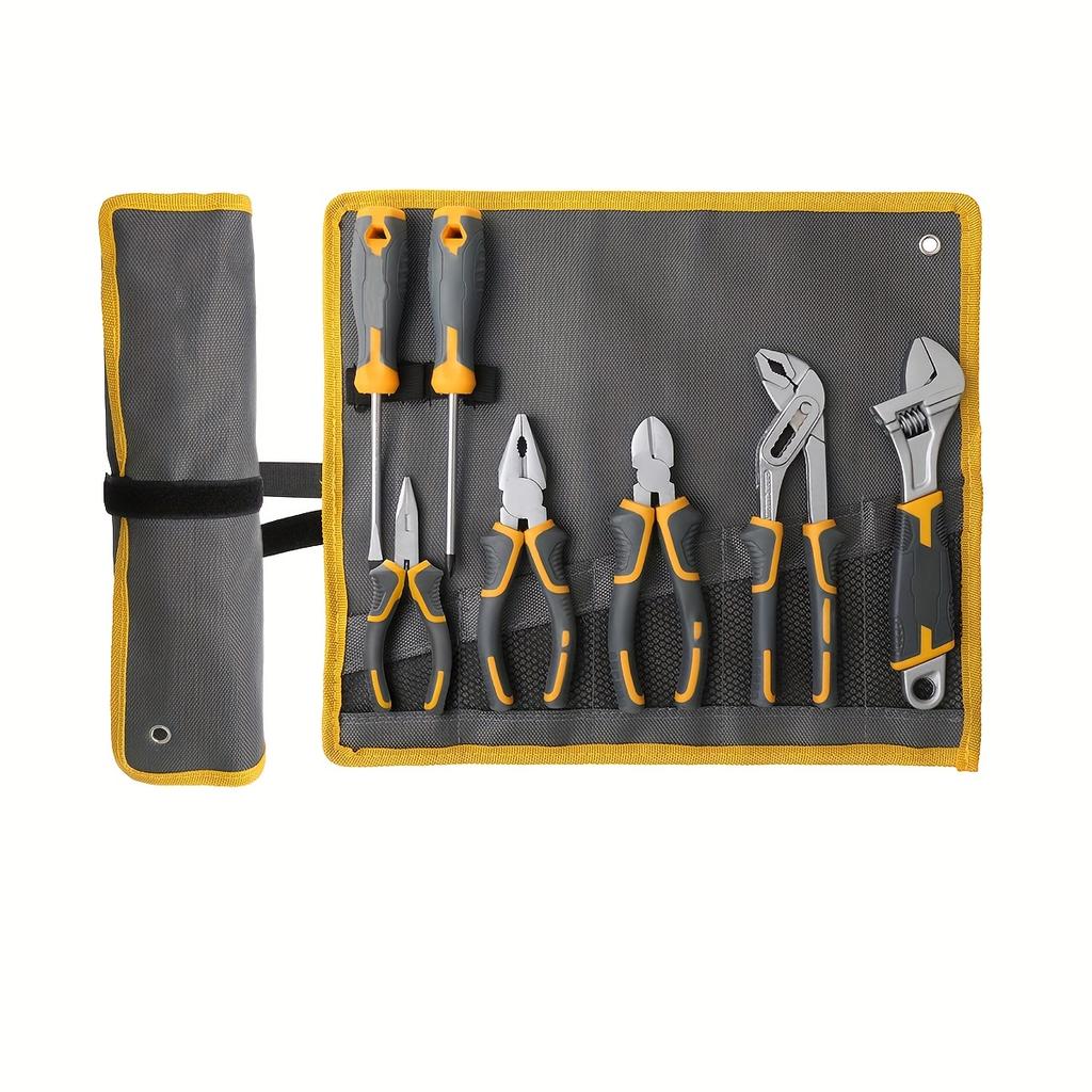 Плоскогубцы из 7 предметов, набор гаечных ключей, отвертка, отвертка, гаечный ключ, набор плоскогубцев, бытовые инструменты с сумкой для хранения