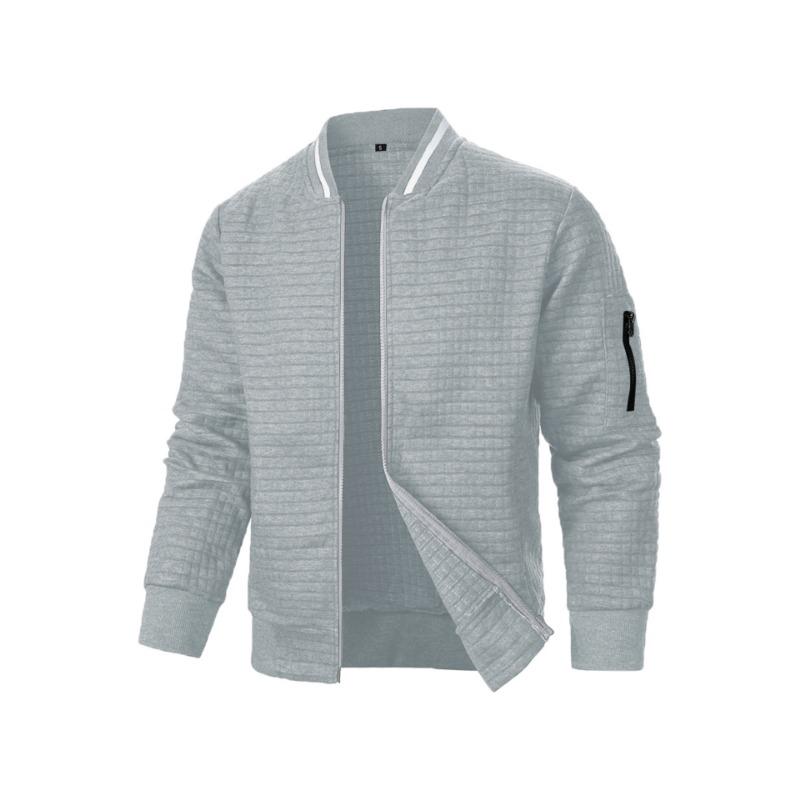 Men S Solid Color Zip Up Stand Collar Long Sleeve Cardigan Sweatshirt