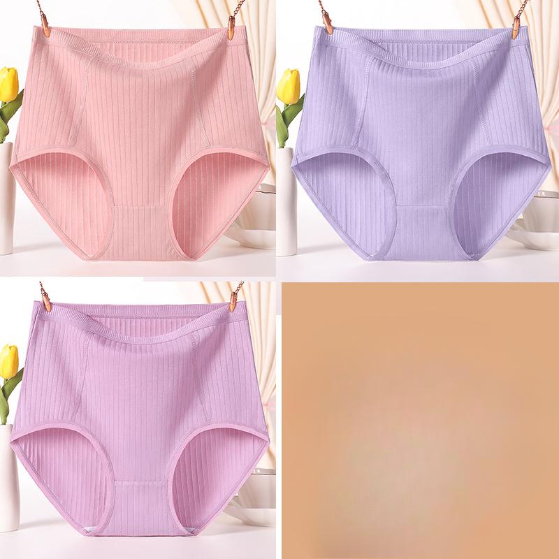 Большие размеры женские красные трусики для мам среднего возраста из хлопка с высокой талией