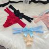 Delicate Bow Briefs Low Waist Sheer Mesh Panties Sweet Cross Strappy Thong  Valentine's Day