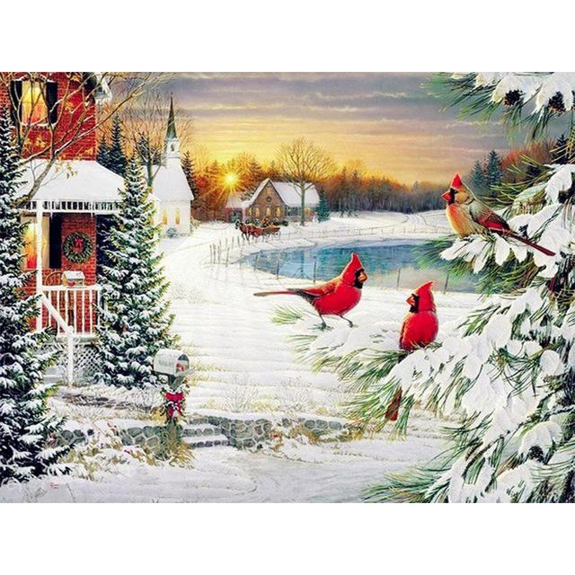 5D алмазная картина животные птицы зимний пейзаж полная дрель квадратная алмазная вышивка мозаика картина из стразов домашний декор