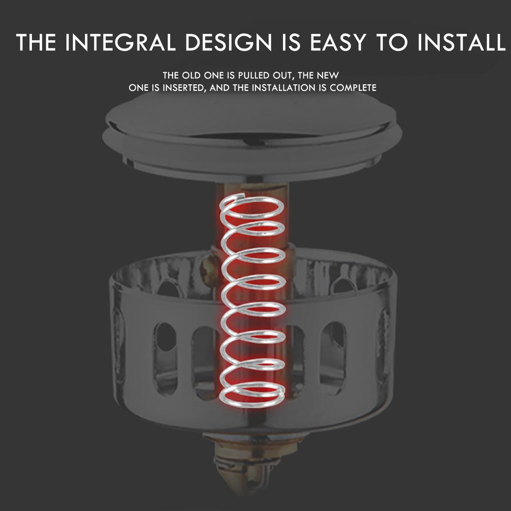 Universal Bathroom Sink Pop-Up Drain Stopper, Durable Brass and Stainless Steel Construction, Easy Installation
