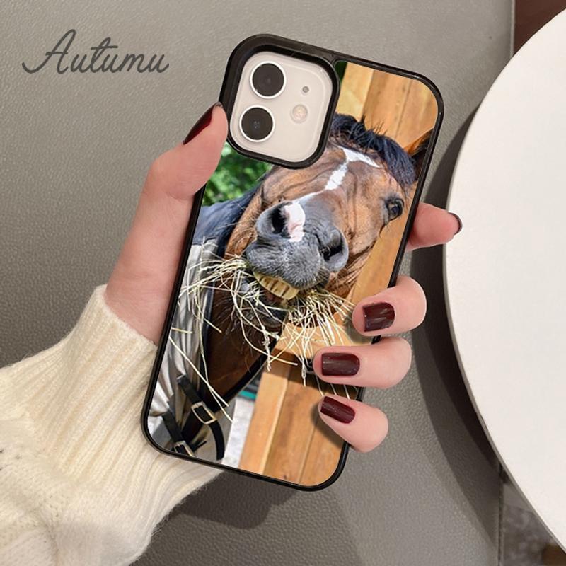 Черный силиконовый чехол для телефона Horse Animal для iPhone 11 12 13 14 Pro Max mini X XR XS SE 2020 6S 7 8 Plus Samsung S21 S22