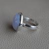 Natural Blue Lace Agate Ring, Round Agate Ring, Gift for Women, Handmade Ring for Her, 925 Sterling Silver Ring, Promise Ring