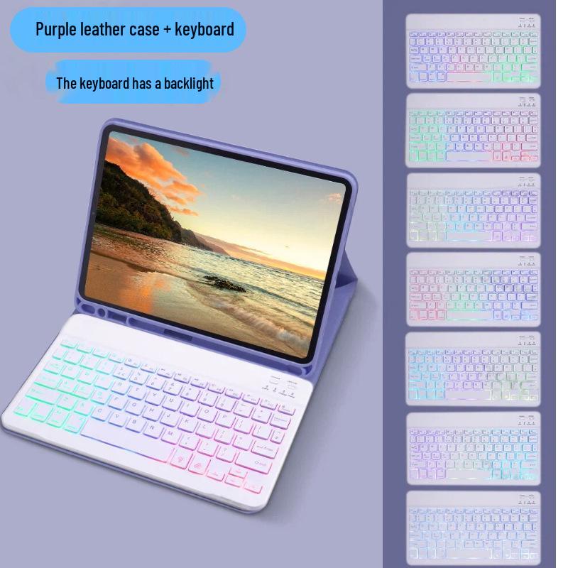 Съемный чехол-клавиатура для iPad с держателем для стилуса и 7-цветной подсветкой