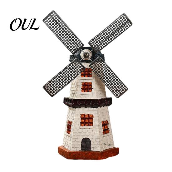 Country Style Desktop Decor Dutch Windmill Ornaments, Mini Vintage Holland Statue, Resin Artwork, Ornaments Classic Model, Rustic Ornament for
