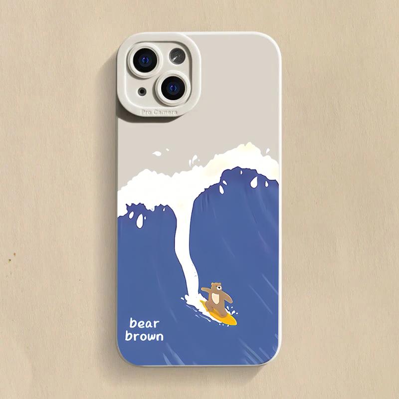 Ins Cartoon Cute Surfing Bear Phone Case For Xiaomi Redmi Note 13 12 11 Pro Plus 12S 11S 10S Redmi 12 13C 13 4G Silicone Cover