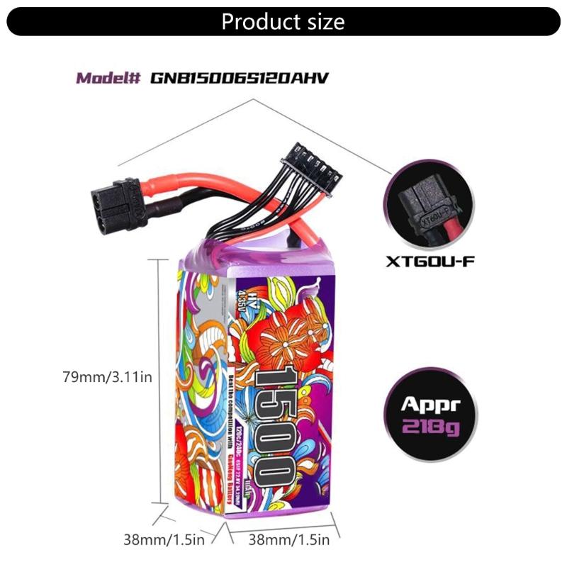 Rapid Charge 22.8V 1500mAh 120C HV Battery With High Discharge Rate For Heavy Duty Drones And FPV Racing