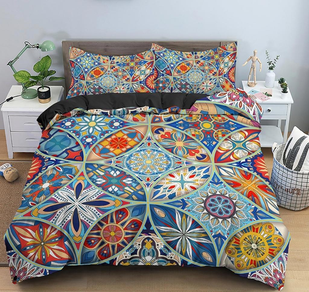 King Size Mandala Duvet Cover Queen King Quilt Cover Psychedelic Bohemian Luxury Bedding Set 3 Piece Set With 2 Pillowcases