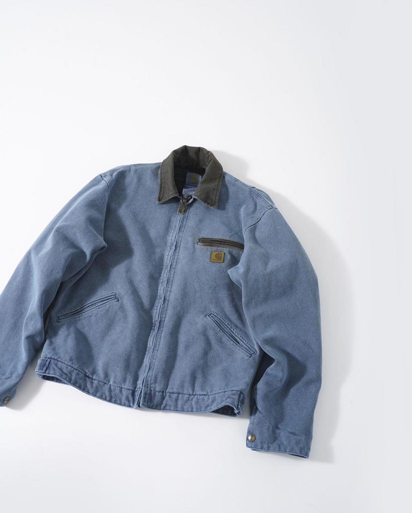 Винтажная потертая парусиновая куртка J97 - унисекс с застежкой-молнией, бывшая в употреблении