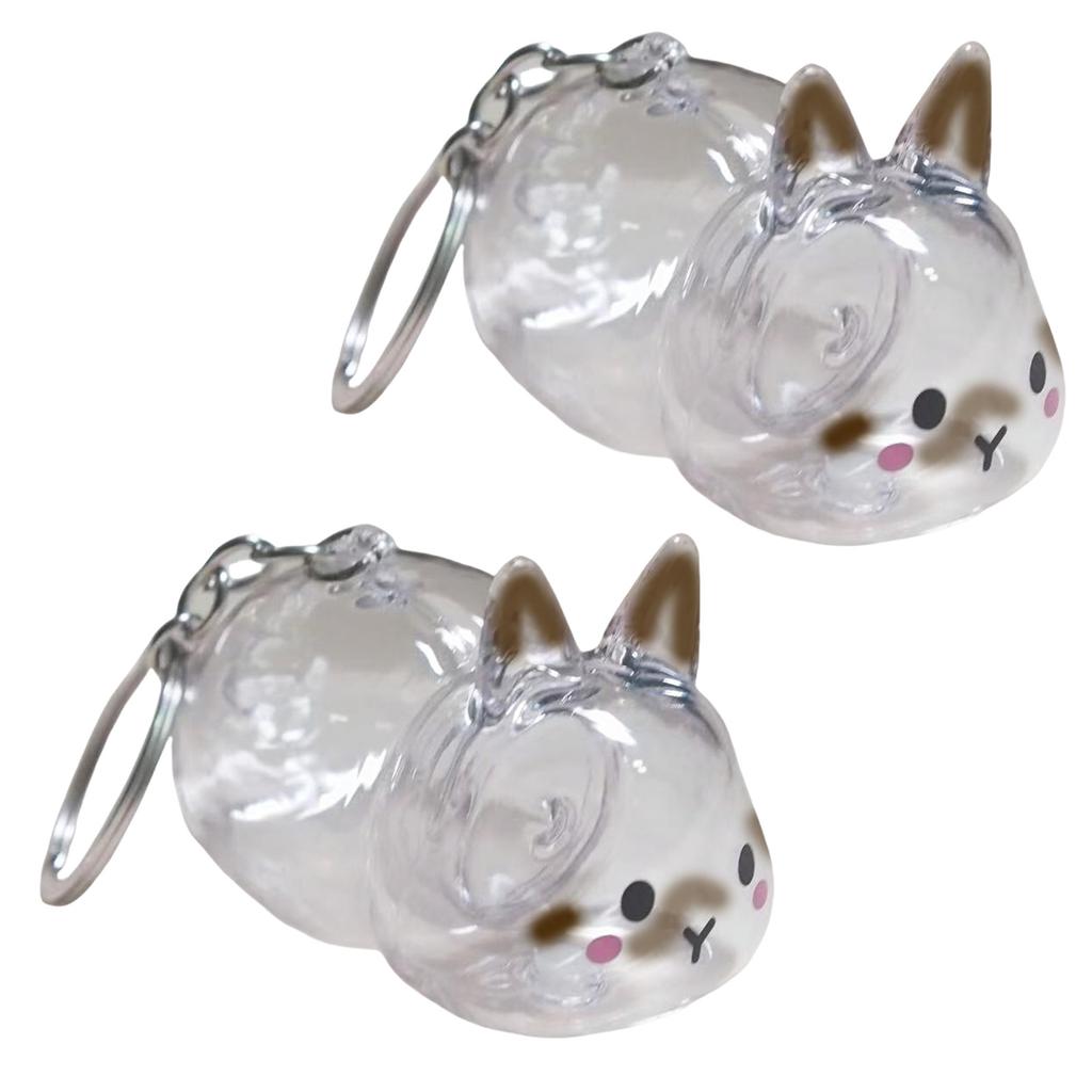 Funny Rabbit Shape Hair Storage Keepsakes Box Keychain Plastic Clear Pet Furs Collector Pendant Decors Pet Lover Gift