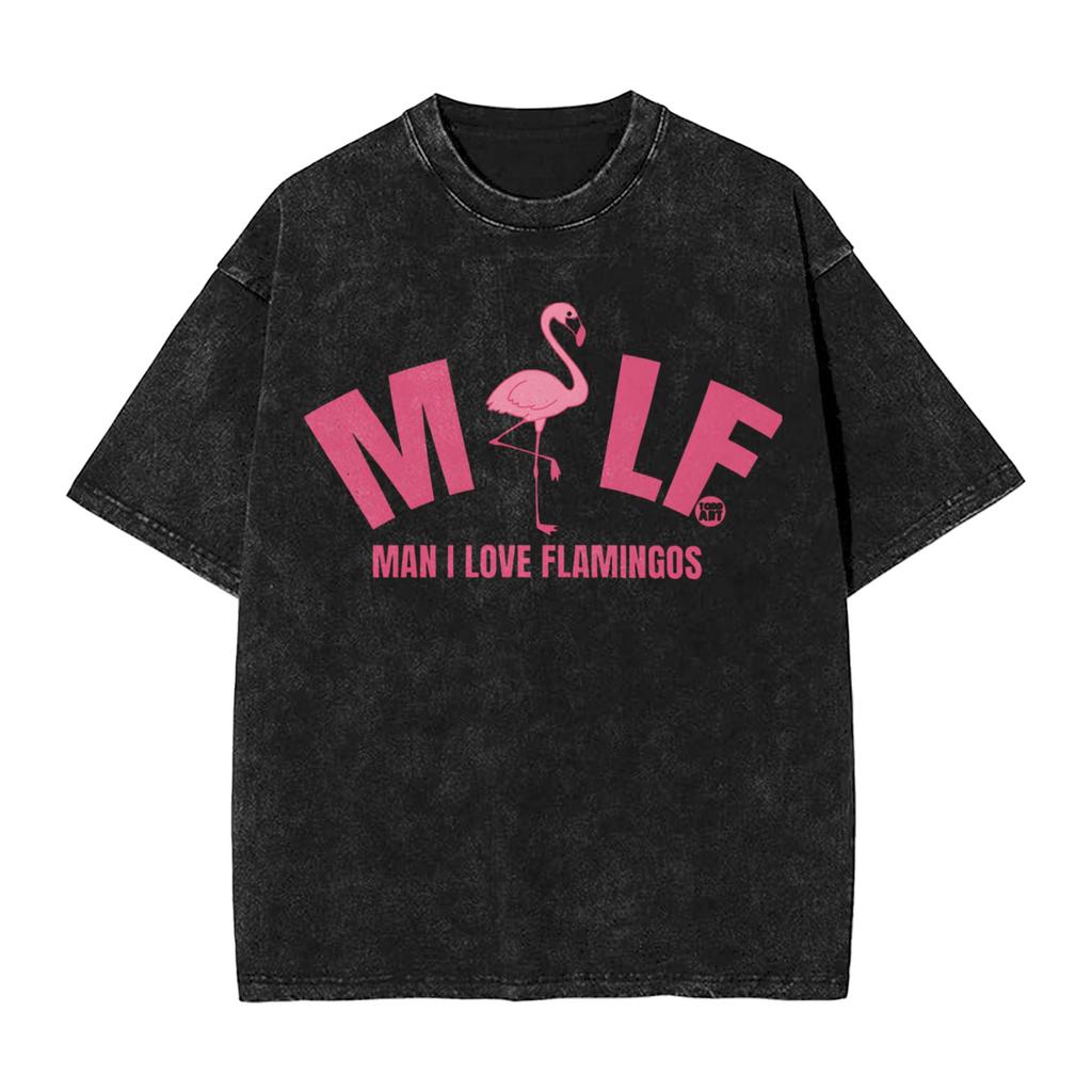 I Love Frogs MILF T Shirt Hip Hop Washed Short Sleeve Street T-Shirt Vintage Wo Tops Streetwear Summer Tops Tees