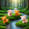 4PCS Cute Plush Deer Figurine Model DIY Kawaii Decoration Accessories Gardening Farm Landscaping Small Ornaments