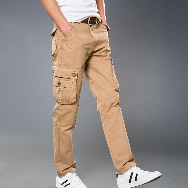 Высококачественные повседневные брюки для мужчин, свободные брюки-карго с несколькими карманами, модные черные брюки для работы