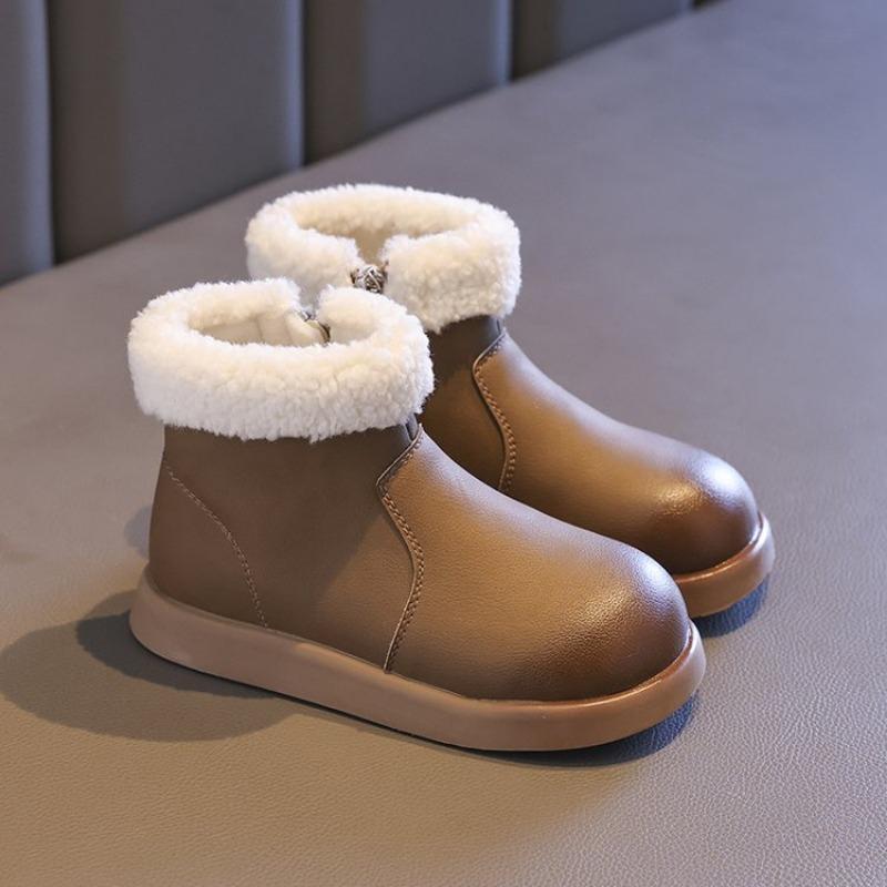 Winter Girl Snow Boots Warm Fluffy Children Cotton Boots for Boys Outdoor Versatile Fashion Causal Kids Ankle Boots Round-toe