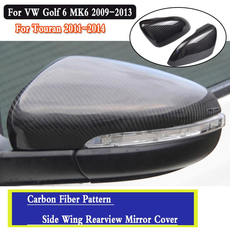 For VW Volkswagen Golf 6 MK6 R GTI VI 2010-13 Car Rearview Side Mirror Cover Wing Cap Exterior Door Case Trim Carbon Fiber Look