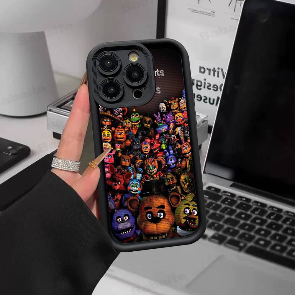 F-FNAF Пять ночей с Фредди Силиконовый Мягкий Чехол Для Телефона Для iPhone 17 16 15 14 Plus 13 12 Mini 11 Черный Чехол