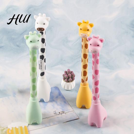 Soft Grip Pen 2pcs Giraffe Shape Gel Cute Cartoon Animal Smooth Writing Creative Pedestal Design for School Students Party Office