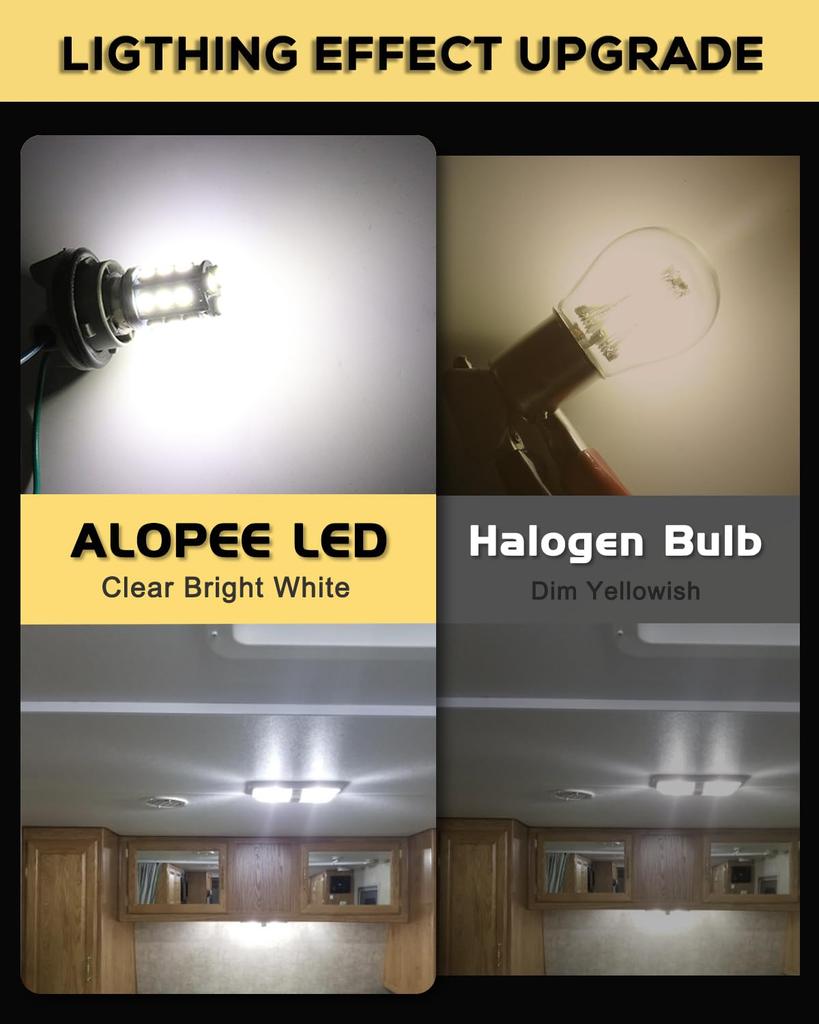 Alopee BA15D LED Белый Замена для 1142 RV Интерьер Кемпер Лодка Прицеп Навигация 18SMD 5050 Чип лампы, Неполярный 6500K, 12В/24В DC/AC 1004,
