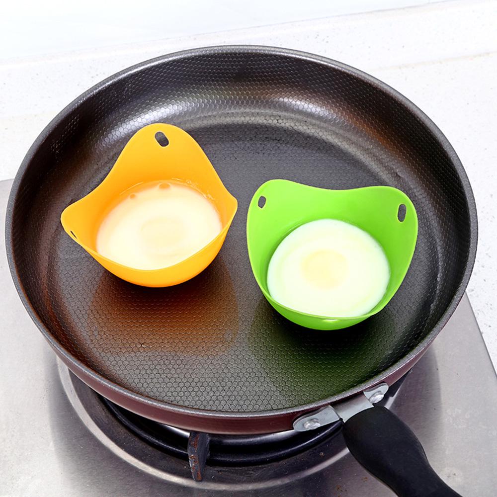 Silicone Egg Poachers Cups Eggs Boiler Poaching Poach Cup Pods Mould Cookware Kitchen Tool Pancake Baking Cups Orange