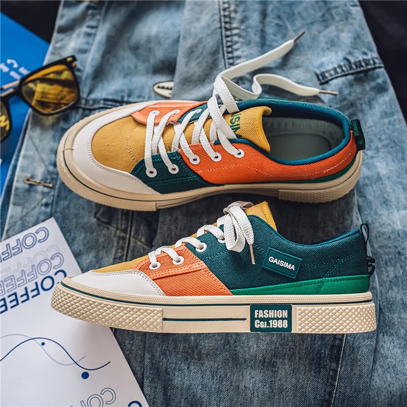 Men 's Casual Four Seasons Fashion Canvas Skateboarding Students Comfortable Sneakers Boys Trending Soft Sole Breathable Shoes