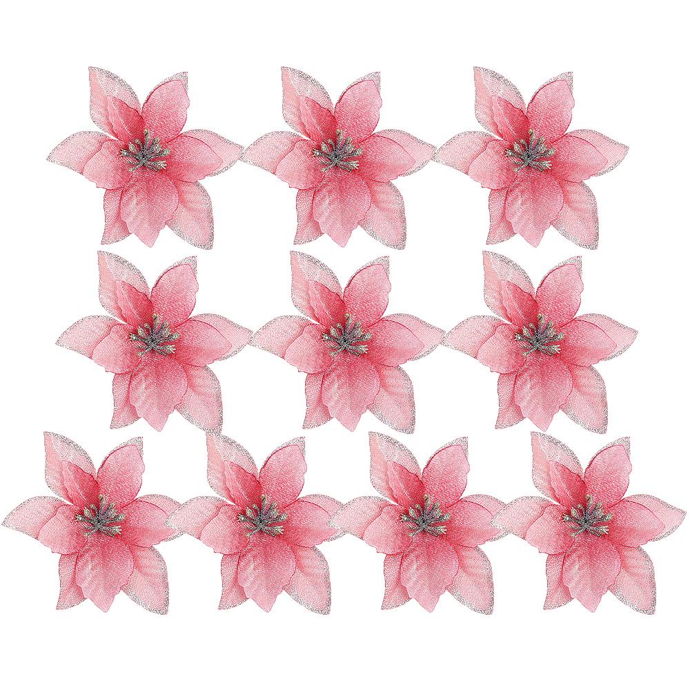 Artificial Glitter Christmas Flowers DIY Red Gold Fake Flower Florals Garland Xmas Tree Ornament Home New Year Party Decoration
