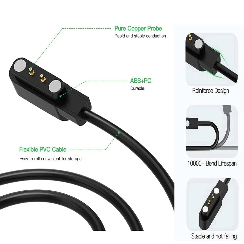 Magnet Charging Cable for Xiaomi Haylou Solar LS01 LS02 Charging Cable Dock for haylou Smartwatch 1m Charger Adapter Accessories