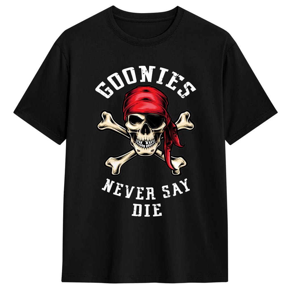 The Goonies Logo and Characters T-Shirts Men Women Vintage 100% Cotton Tees Crew Neck Short Sleeve T Shirt Big Size Tops
