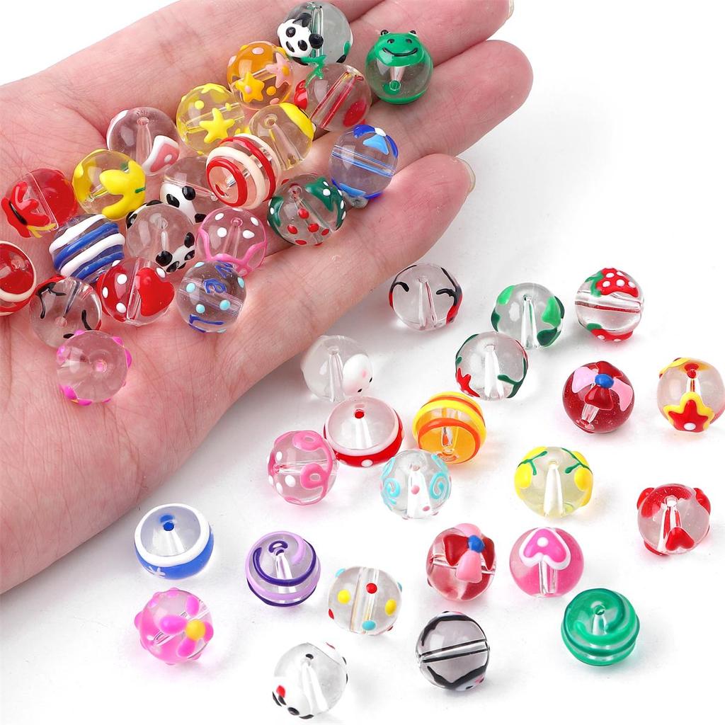 2 шт./пакет, ручная роспись, забавные цветные стеклянные бусины для DIY ожерелье, браслет, серьги, изготовление ювелирных изделий, аксессуары для рукоделия