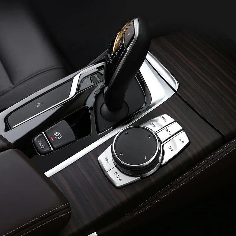 5PCS ABS Car Interior Multimedia Button Cover Trim For BMW G30 G38 5 Series 2017- Auto Interior Accessories