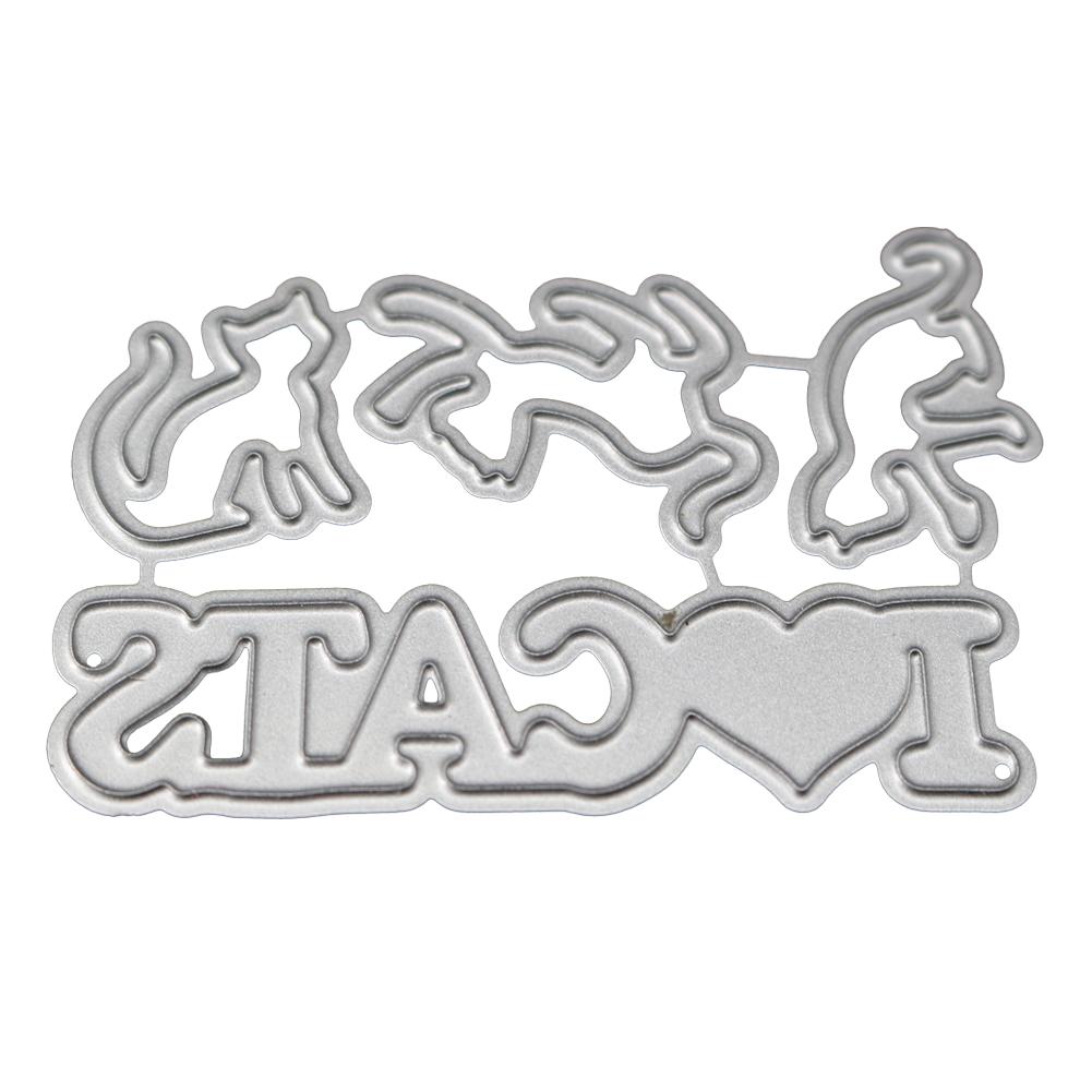 Рамка «Я люблю кошек» металлическая серебристая трафаретная вырубка штампы для тиснения для скрапбукинга бумага альбом карты изготовление