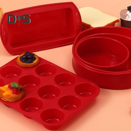 1/5 шт. Набор силиконовых форм для выпечки, круглые и квадратные формы для выпечки с антипригарным покрытием, 12-чашечный противень для кексов, устойчивый к высоким и низким температурам, легко извлекаемый из формы, кухонная утварь