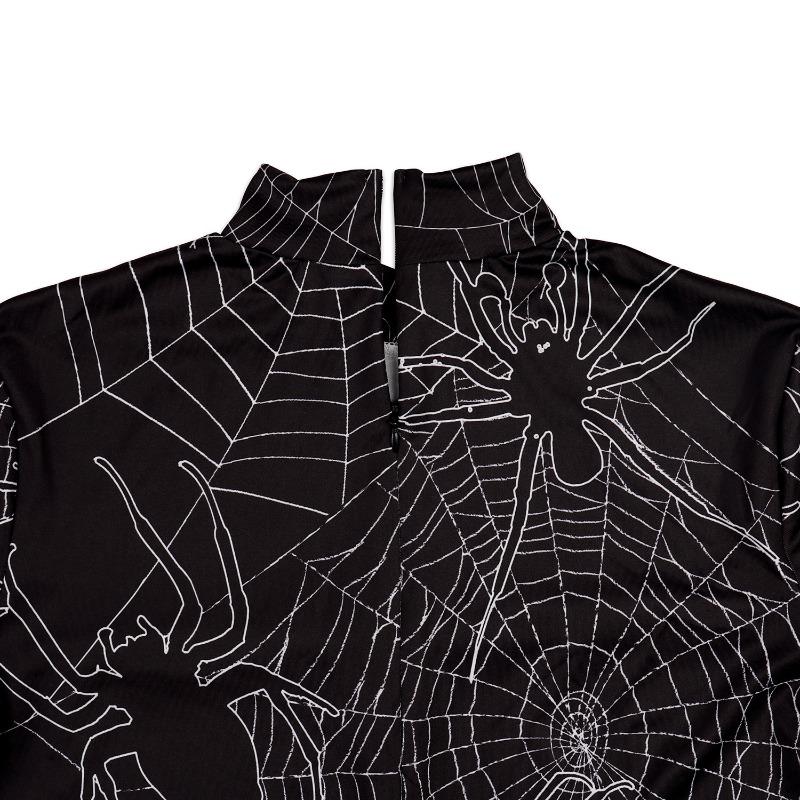 Hot-selling Halloween Women's Clothing, Spider Web Print Hip-wrapped Women's Long-sleeved Slim-fit Dress
