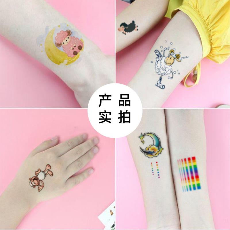 Мультяшная тату-наклейка водостойкая радужная цветная личность милая тату-наклейка детская временная татуировка