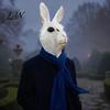 Unrestricted Vision Halloween Masque Rabbit Head for Adults, Realistic Bunny Latex Hood, Durable Costumes Animal Costume Carnival Cosplay Party