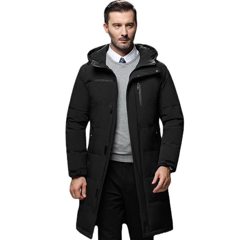 Новая мужская куртка-пуховик средней и длинной длины, мужское зимнее утепленное пальто, повседневное пальто для людей среднего и пожилого возраста