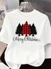 (Asian Size) tree cute 90s O-neck T Shirt Short Sleeve T-shirts Merry Christmas Fashion Women's Top Print Casual New Year Clothing Graphic Tee