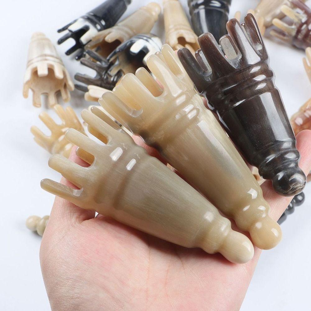 Scalp Massager Brush Long Pointed Shampoo Comb Scrapping Head Buffalo Horn Meridian Comb Hair Wash