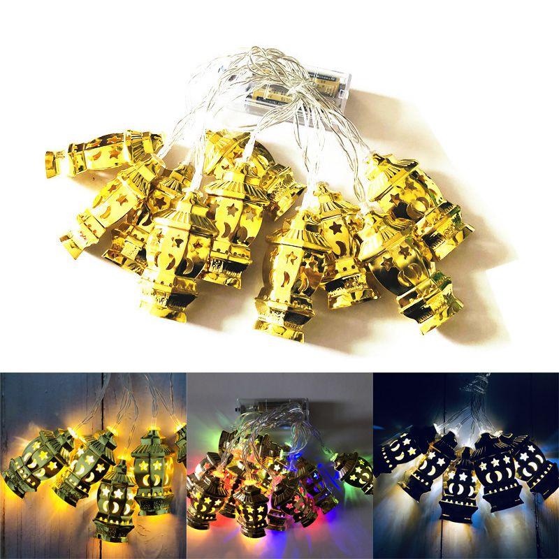 Красивый Рамадан Ид Мубарак Фонарь Светодиодная Гирлянда Фея с Дизайном Луны и Звезд