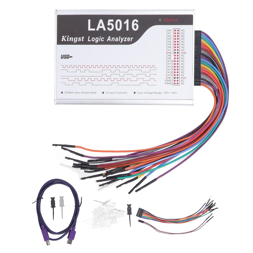 16-канальный логический анализатор с частотой дискретизации 500 Мбит/с, регулируемым пороговым значением. Анализатор ?50?50V