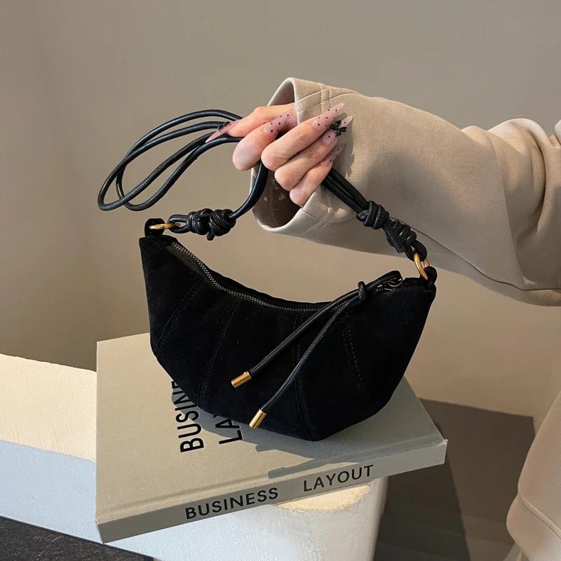 Сумки хобо из искусственной замши, супер крутые, компактные, простые, переносные сумки через плечо