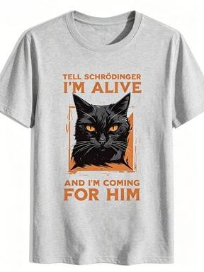 T-Shirt Schrodinger Cat Graphic 2026 New Unisex His and Hers Retro Style Streetwear Funny Science Physics Cat Lover Casual Print