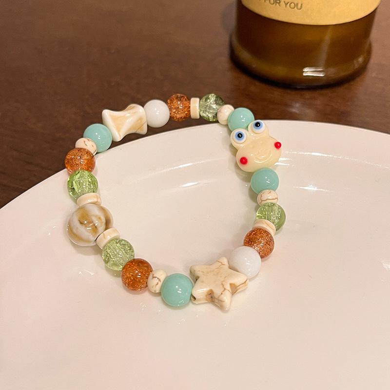 Мультяшная милая керамическая рыба-лягушка бисерный эластичный веревочный браслет женские ювелирные изделия аксессуары подарки