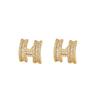 Elegant Fashionable Versatile Cubic Zirconia Letter Geometric Stud Earrings for Women