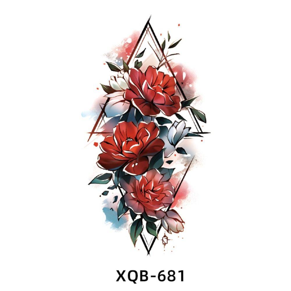 Цветная цветочная татуировка на руку, женская цветочная татуировка на груди, новая временная татуировка