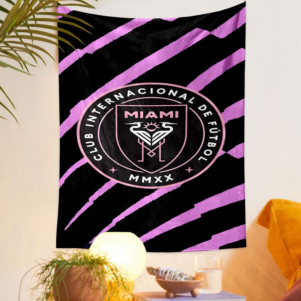 Inter Miami CF Logo Wall Tapestry Design Patterned Tapestry Decorative Wall Hanging, Home Bedroom Living Room Decor