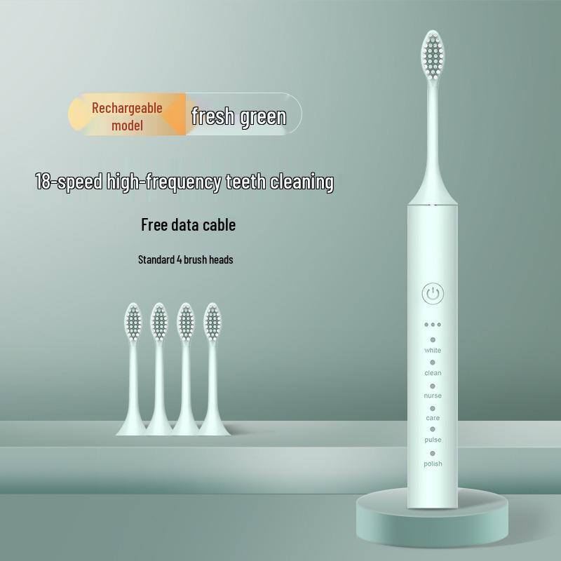 Перезаряжаемая ультразвуковая электрическая зубная щетка с мягкой щетиной для взрослых и детей