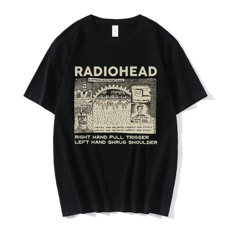 Vintage Classic Radiohead Tees North America Tour Rock Tshirt Hip Hop Street Casual Top Sleeved Harajuku Streetwear Tops Tees
