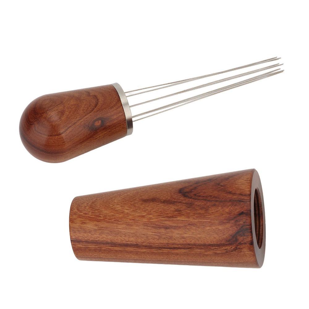Wooden Handle Coffee Stirring Tool 8 Pins Coffee Needle Distributor For Professional Coffee Shop
